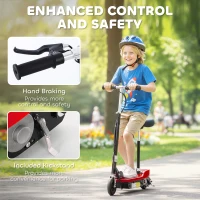 HOMCOM Powered Electric Scooter Ride-On, with Brakes, Adjustable Seat, Adjustable Handlebars, Red(m-7)