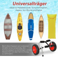Outsunny Transportwagen Klappbar Alu Kajakwagen bis 70 kg Bootswagen mit Spanngurte luftlose Stollenreifen(m-4)