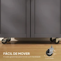 HOMCOM  Ilha de Cozinha com 1 Gaveta Suporte para Panos e Especies Carrinho Auxiliar com Rodas 105x36x85 cm Cinza(m-5)