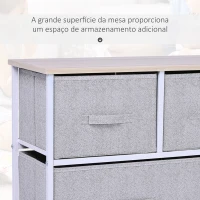 HOMCOM Cómoda com 5 Gavetas de Tecido Cómoda para Quarto Estrutura Metálica 100x30x54 cm Cinzento(m-7)