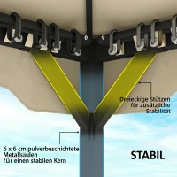 Outsunny Pavillon 3,6x3 m Wasserabweisend Stabil Winterfest Gartenpavillon mit Doppeldach Moskitonetz Seitenteile Abflusslöcher(m-8)