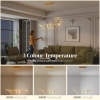 HOMCOM Pendant Light with 3 Colour Temperatures - Gold Tone(m-4)
