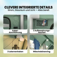 Outsunny Aufblasbares Zelt 8-10 Personen Schneller Aufbau 4-Jahreszeiten Wasserdicht Kratzfest Zelt mit Kaminöffnung Dachfenster(m-8)