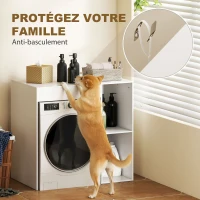 HOMCOM Meuble machine à laver, armoire machine a laver et sèche-linge avec 2 compartiments ouverts, 96 x 60 x 90,5 cm, blanc(m-6)