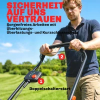 Outsunny Elektro Rasenmäher 800 W mit 40 cm Schnittbreite 45L Fangkorb Akkuanzeige Überlastschutz 7 Schnitthöhen(m-6)