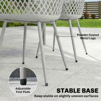 Outsunny Garden Chairs Set of 4, Garden Dining Chairs with Cut Out Diamond Back and Armrests for Patio, Balcony, Terrace, Grey(m-7)