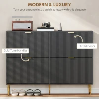 HOMCOM Elegant Four-Drawer Shoe Cabinet - Black(m-4)