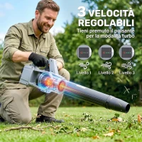 Outsunny Soplador de Hojas Sin Cable 36V con 2 Baterías de 4.0Ah y Cargador Motor sin Escobillas 1000W 3 Velocidades Gris Claro(m-6)