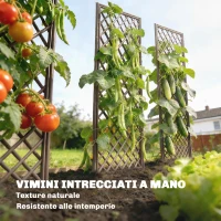 Outsunny Grigliato da giardino con vimini e parte superiore piatta, Legno Naturale(m-6)