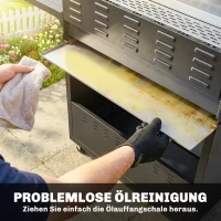 Outsunny Gasgrill 18,6 KW 6+1 Brenner BBQ Grillwagen aus Edelstahl inkl Rolle Thermometer Warmhalterost Seitentisch Unterschrank(m-9)