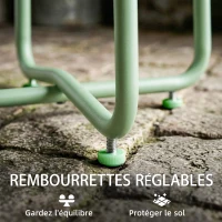 Outsunny Table Basse Extérieure avec Bord Enroulé, Base en X avec Pieds Réglables en Hauteur, pour Salon Terrasse, Ø48x51cm, Vert(m-6)