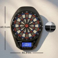 SPORTNOW Cible de Fléchettes Électronique Jeu de Fléchettes Électronique lumineuse écran LED surdimensionné rechargeable noir(m-3)