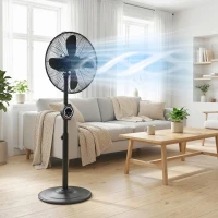 HOMCOM 41 cm Metal Pedestal Fan with Oscillating, Adjustable Height Black(m-2)