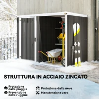 Outsunny Capanno da Giardino in Acciaio Zincato, Porta Bloccabile, 231 x 125 x 162 cm, Grigio(m-5)