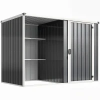 Outsunny Capanno da Giardino in Acciaio Zincato, Porta Bloccabile, 231 x 125 x 162 cm, Grigio(m-1)