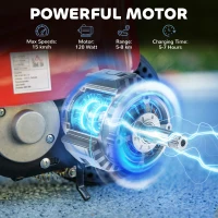 HOMCOM Steel Ride on Powered Scooter, Folding E-Scooter with Warning Bell, 15km/h Maximum Speed, for 6-14 Years Old, Red(m-4)