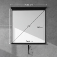 HOMCOM Écran de projection TV et Home Cinema de 85 Pouces vidéo projecteur 1:1 4K HD, 146L x 146H cm(m-3)