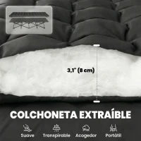 Outsunny Cama Plegable Camping con Colchón Extraíble de Tela Oxford 600D con Reposacabezas y Bolsa Carga 200 kg Negro(m-4)