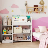 AIYAPLAY Kids Toy Storage Unit, Bear Design Kids Bookshelf and Toy Organiser, for Bedroom, Nursery, Playroom, White(m-8)