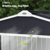 Outsunny Abrigo de Jardim 2,42 m 213x130x185 cm Abrigo de Jardim Metálico para Armazenamento com 2 Portas Deslizantes e 4 Janelas Cinza Escuro(m-9)