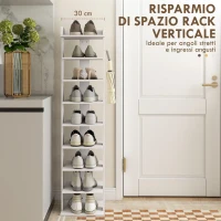 HOMCOM Scarpiera Organizzatore di Scarpe 9 Ripiani per Ingresso Bianco(m-4)