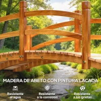 Outsunny Puente de Arco de Madera 185x72x58 cm con Pasamanos Puente de Jardín para Decoración Patio Carga 200 kg Natural(m-7)