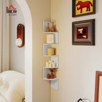 HOMCOM Étagère d'angle Murale de Rangement Forme Zigzag 20L x 20l x 126H cm 5 Niveaux Bois Blanche(m-10)