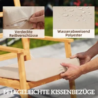 Outsunny Schaukelstuhl aus Akazienholz Schaukelsessel mit hoher Rückenlehne Kissen bis 160 kg 60 x 89 x 107 cm Beige(m-7)