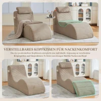 Moderner Freizeit-Sessel mit ergonomischer Rückenlehne, abnehmbarem Sitzkissen und Seitentasche, 160 x 66 x 90 cm, Khaki(m-7)