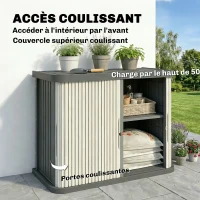 Outsunny Coffre de Rangement Extérieur 480 L, 2 Niveaux avec Portes Coulissantes Résistant aux UV, 120,5x59,5x92cm, Marron Clair(m-6)