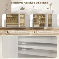 HOMCOM Aparador para Sala de Estar com 3 Portas e Compartimento Aberto e Prateleiras Ajustáveis 100x35x88 cm Branco(m-5)