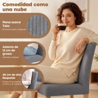 HOMCOM Pack de 4 Sillas de Comedor Respaldo Alto Tapizadas en Pana Asiento Acolchado Patas de Madera para Salón Gris(m-5)