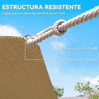 Outsunny Toldo Vela Rectangular de HDPE 4x6 m con Anti-UV Anillas de Acero Inoxidable y Cuerdas de Nylon para Jardín Patio Arena(m-5)