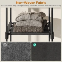 HOMCOM Dulap Garderobă din Material Textil cu 8 Rafturi și 3 Bare pentru Umerașe, 182x43x185 cm, Negru(m-6)