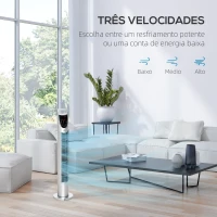 HOMCOM Ventoinha de Coluna com 3 Nivéis de Velocidade Temporizador 7,5h Potência 40W e Oscilação 70° Ø18x78,5 cm Prata(m-4)