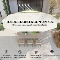 Outsunny Sombrilla Doble 4,6x2,7 m Sombrilla Grande con Manivela Manual Resistente al Agua y Protección Solar Beige(m-4)