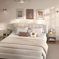 HOMCOM Conjunto de 2 Mesas de Cabeceira Nórdicas com Cantos Arredondados Gaveta e Prateleira Aberta 40x35x45 cm Madeira(m-2)