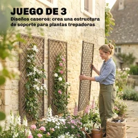 Outsunny Juego de 3 Enrejados de Jardín de Mimbre Soportes para Plantas Trepadoras con Parte Superior Plana 43x112 cm Natural(m-4)