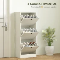 HOMCOM Sapateira Estreita com 3 Portas Sapateira para Entrada com Prateleiras Ajustáveis para 12 Pares de Sapatos 47x28x115 cm Branco(m-4)