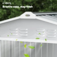 Outsunny Abrigo de Jardim 2,42 m 213x130x185 cm Abrigo de Jardim Metálico para Armazenamento com 2 Portas Deslizantes e 4 Janelas Cinza Claro(m-9)