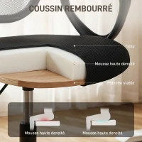 HOMCOM Chaise bureau ergonomique, fauteuil de bureau avec repose-pieds et accoudoirs, hauteur réglable, 59x58x103-123cm, noir(m-7)