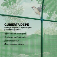 Outsunny Invernadero de Jardín 180x180x200 cm Invernadero de Túnel Pequeño con Puerta Enrollable y Ventana de Malla Verde(m-4)