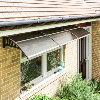 Outsunny Auvent de porte toit marquise en polycarbonate auvent de porte d'entrée bord en aluminium contre la pluie et UV(m-10)