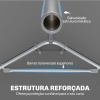 Outsunny Garagem Exterior para Carro 3x6 m Impermeável de PE Resistente Estrutura de Aço Galvanizado Altura Ajustável Branco(m-8)