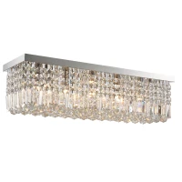 HOMCOM Modern Crystal Ceiling Light Square Crystal Chandelier, E14 Base, 80 x 25 x 23cm, for Living Room, Dining Room, Hall, Silver(m-8)