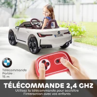 HOMCOM Voiture électrique pour enfants licence BMW I4 12V avec télécommande MP3 Musique Lumières et Ceinture 115x67x45 cm Noir(m-5)