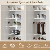 HOMCOM Sapateira para Entrada com Prateleiras Ajustáveis para 20 Pares de Sapatos 72x34,5x103 cm Branco Brilhante(m-4)