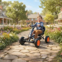 AIYAPLAY Kart à pédales pour enfants, karting enfant, avancer et reculer, pour garçons filles de 2-5 ans, 84x54x56 cm, noir(m-10)