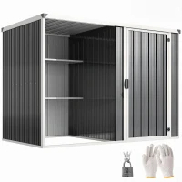 Outsunny Capanno da Giardino in Acciaio Zincato, Porta Bloccabile, 231 x 125 x 162 cm, Grigio(m-11)
