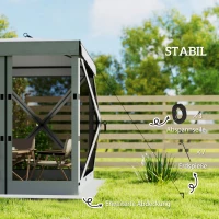 Outsunny Pavillon 1,85x1,85m Wasserdicht Stabil Winterfest Pop-up Faltpavillon mit 4 Mesh-Seitenteilen Tasche, UV 30+(m-7)